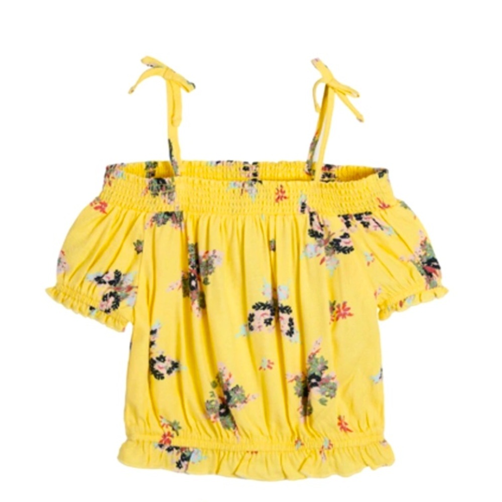 Yellow Floral Off-Shoulder Top